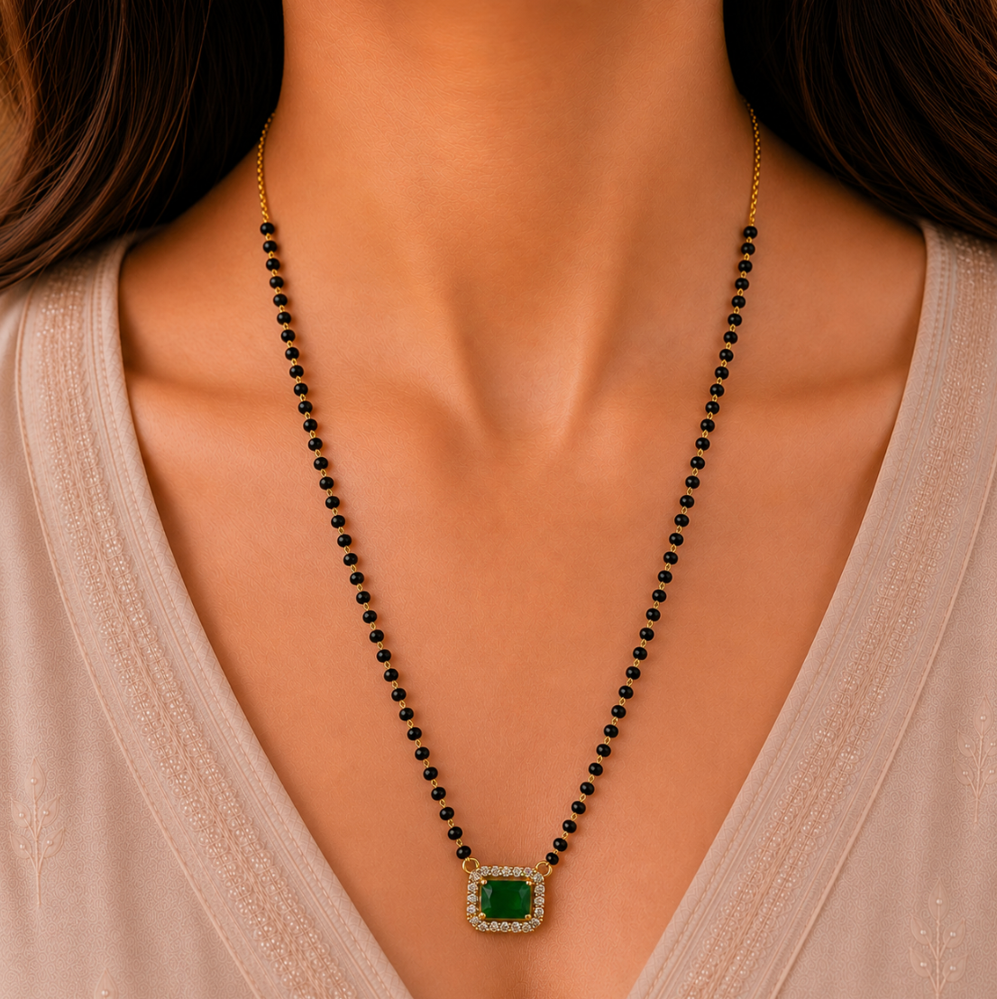 Green Ruby Mangalsutra