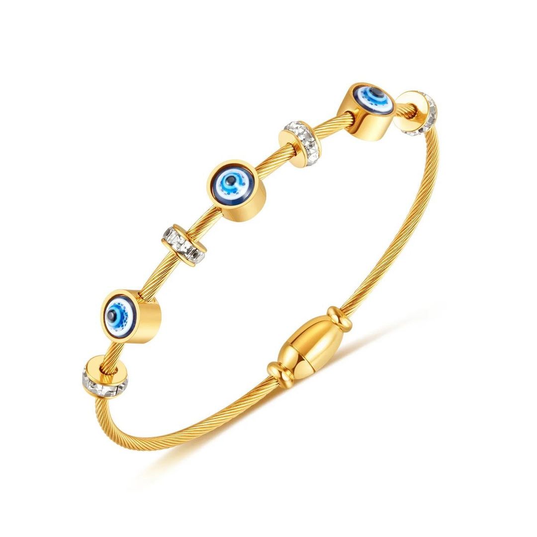 18K Gold Plated Evil Eye Bangle