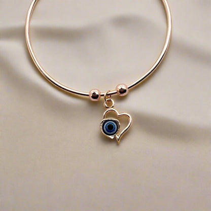 Heart-Shaped Evil Eye Charm Bracelet