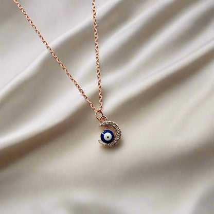 Moon Evil Eye Necklace with 1 Year Warranty