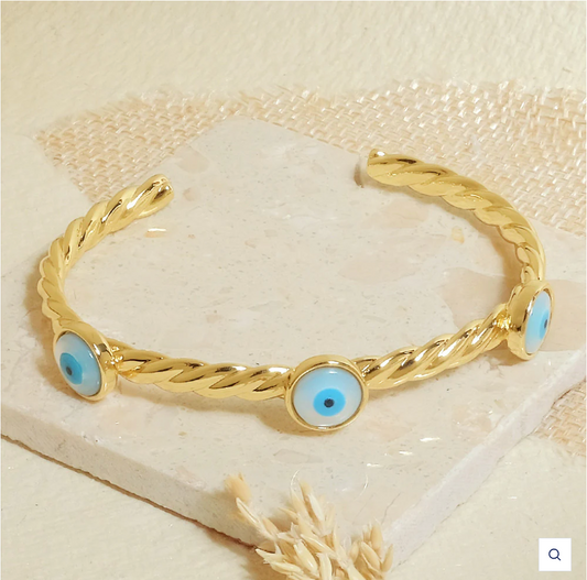 Evil Eye Rope Cuff Bangle