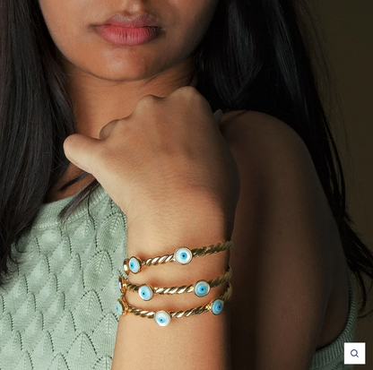 Evil Eye Rope Cuff Bangle