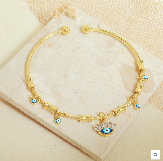 Evil Eye Cuff Charm Bangle