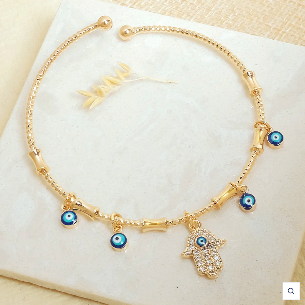 Evil Eye Cuff Charm Bangle