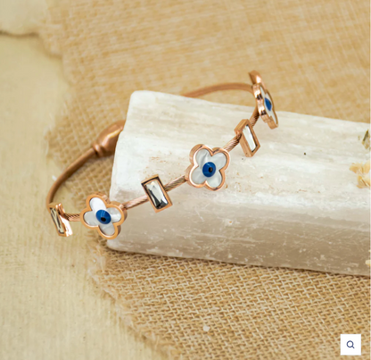 Evil Eye Pearl Flower Bangle