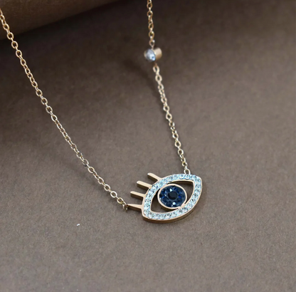 Evil Eye Crystal Studded Necklace