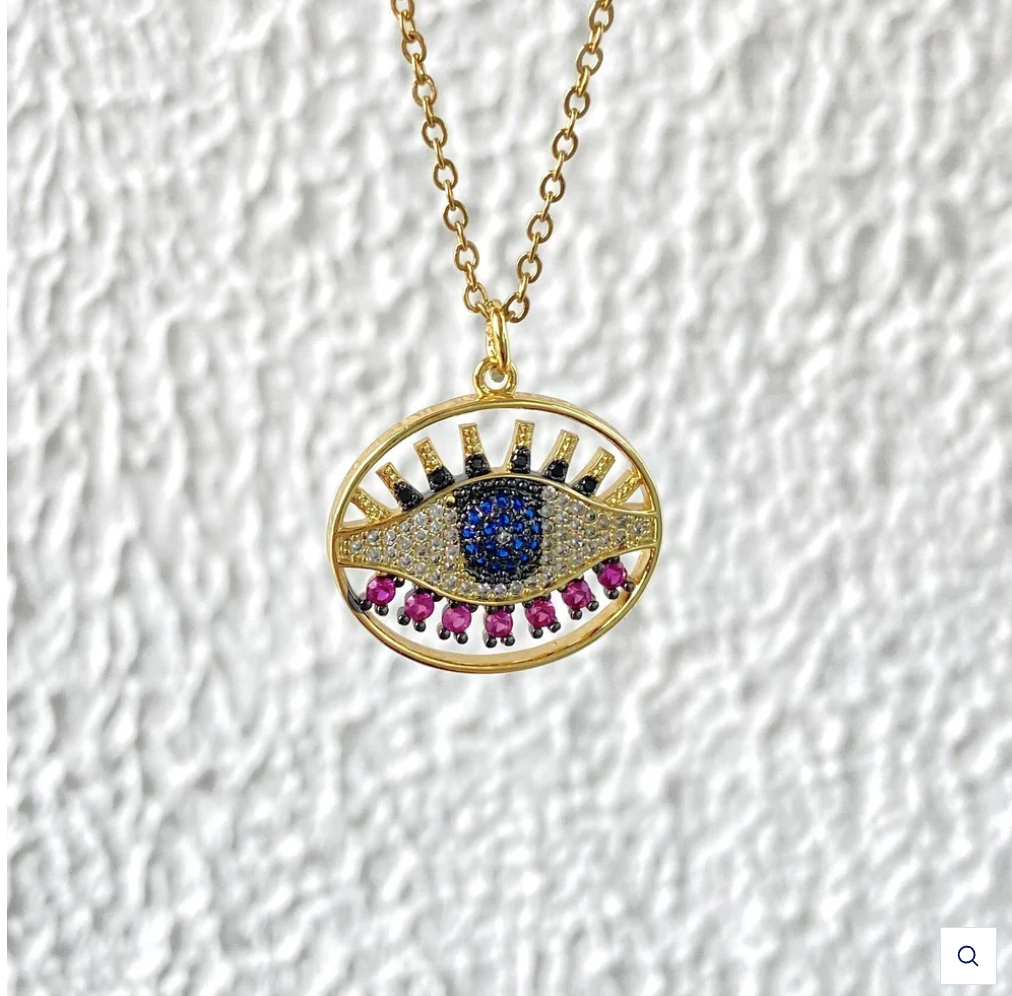 Evil Eye Pink Stone Necklace