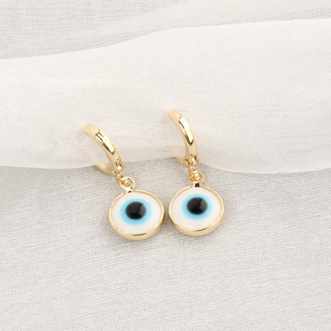 Evil Eye Wind Drop Earing - Light Blue