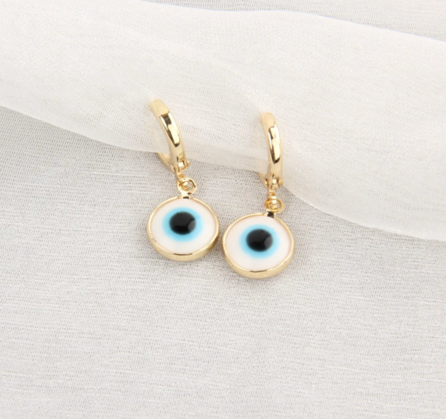 Evil Eye Wind Drop Earing - Light Blue