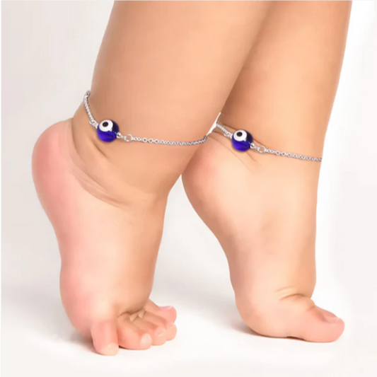 Silver Evil Eye Kids Anklet