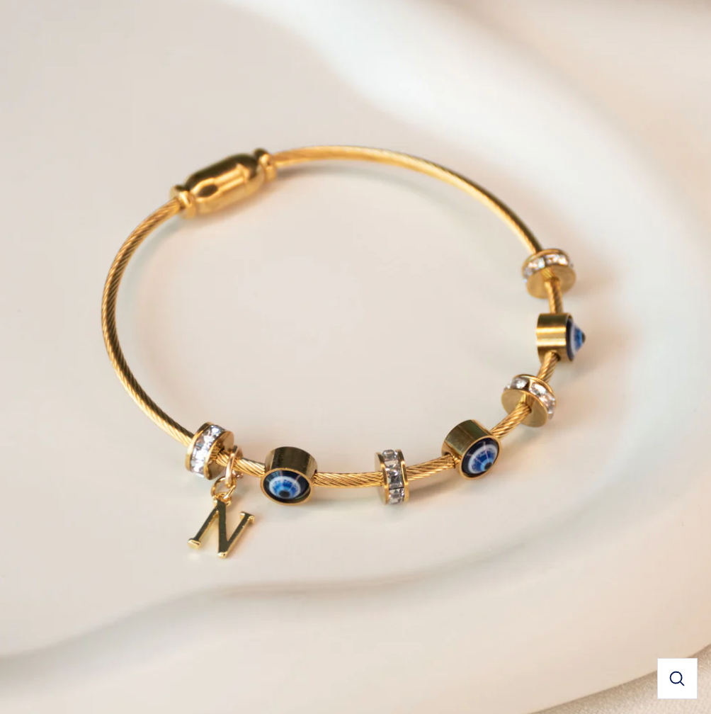 Classic Evil Eye Bangle with Initial