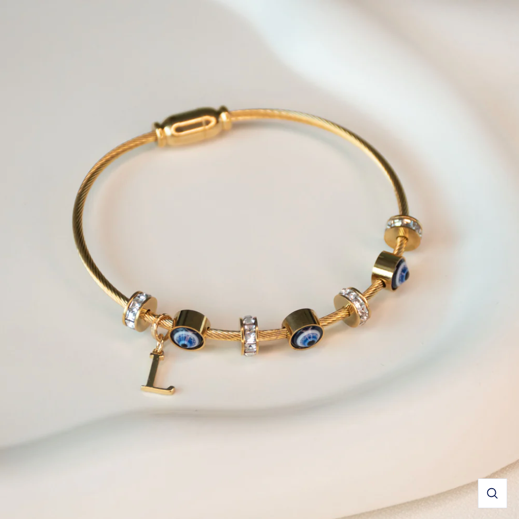 Classic Evil Eye Bangle with Initial