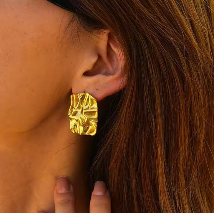 Sculptural Gold Statement Earring