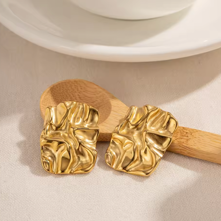 Sculptural Gold Statement Earring