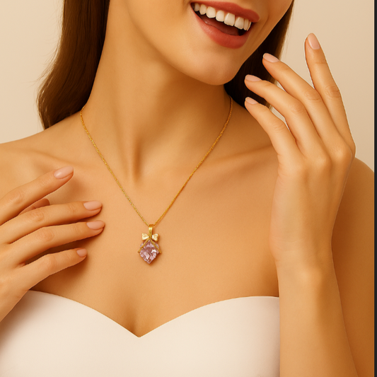 Blush Bow Heart Necklace