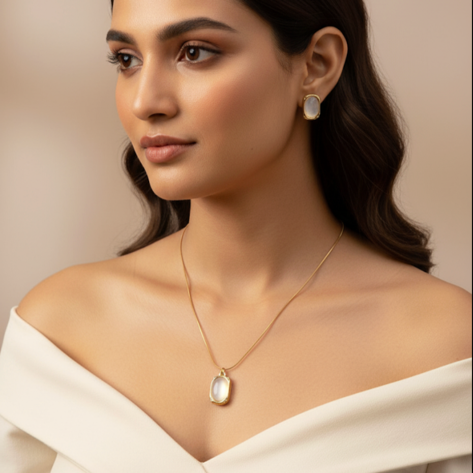 Golden Aura White Stone Set