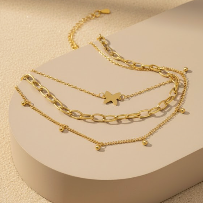 Three Layer Charm Anklet