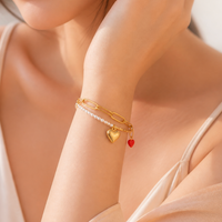 Dual Heart Pearl Bracelet