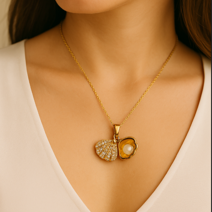 Seashell Pearl Necklace