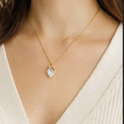 Blush Bow Heart Necklace
