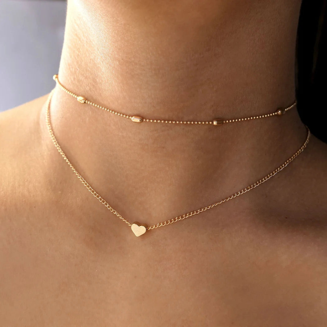 Golden Choker Heart Necklace