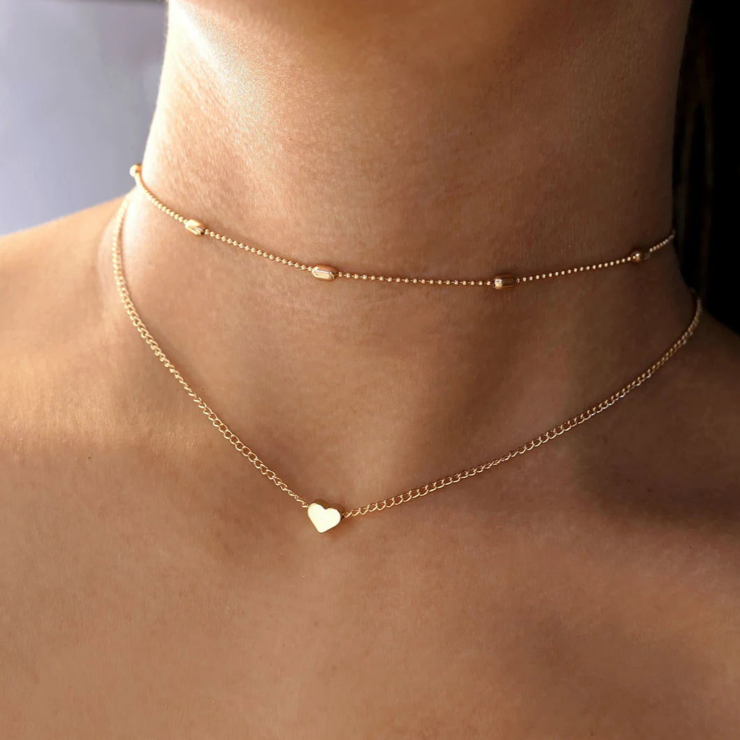 Golden Choker Heart Necklace